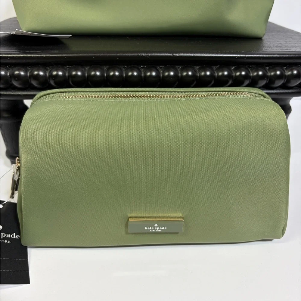 NEW Kate Spade Olive Toiletry Bag Set